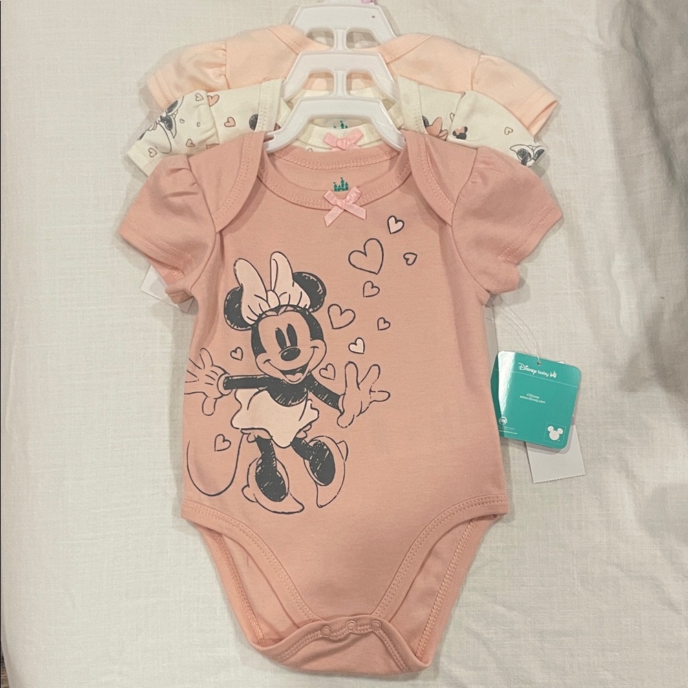 Disney Minnie Mouse Peach and Cream Bodysuit Set